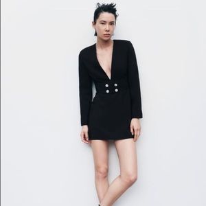 PEARL APPLIQUÉ BELTED BLAZER DRESS ZARA